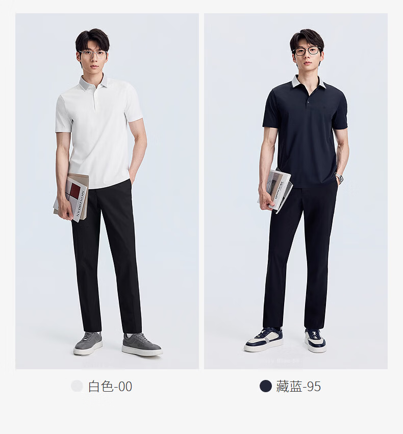 Goldlion Men's Short Sleeve Polo Shirt with Cooling 7A Antibacterial Technology 2026 Spring Summer Commuter T-Shirt Navy Blue - 95XL 4