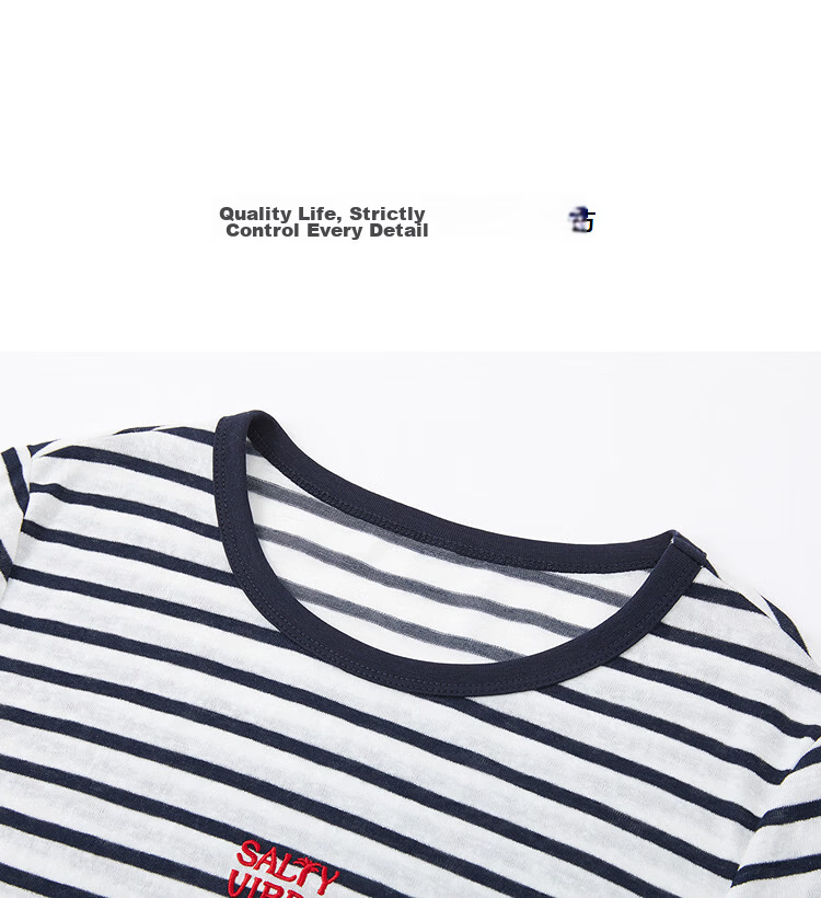 Demana Cloud Cotton Summer Simple Round Neck Striped Letter Embroidered Loose Slimming T-Shirt for Women Premium Feel 12