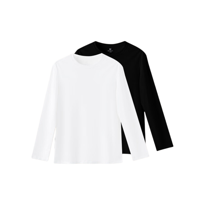 MiiOW Autumn Pure Cotton Long Sleeve T-Shirt Men Spring and Autumn Solid Color Crew Neck Loose Casual Base Shirt