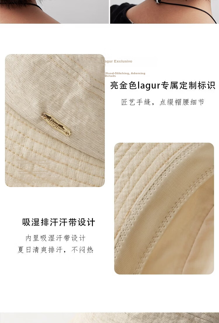 Lagur Cooling Linen "Nature's Essence" Sun Protection Fisherman Hat Small Brim Versatile Summer Sunshade New Style Off-White 8