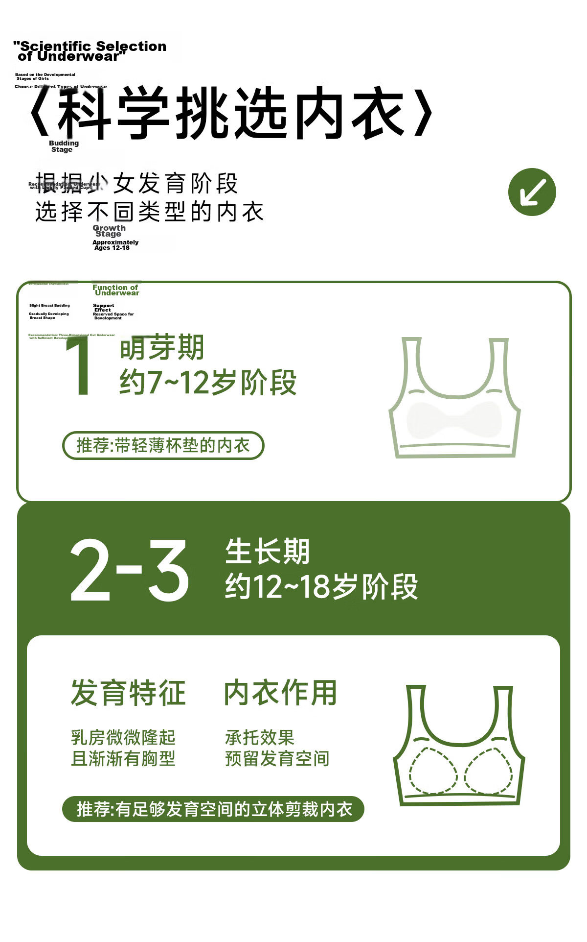 Urban Beauty Girls' Teen Development Seamless Shockproof Sports Bra Vest Stage 2-3 Youth Bra 5