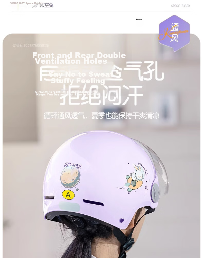 Phoenix New National Standard 3C Certified Electric Vehicle Helmet for Men and Women, Ventilated and Breathable Electric Scooter Motorcycle Safety Helmet, Four-Season Universal Half Helmet, Purple Car 19