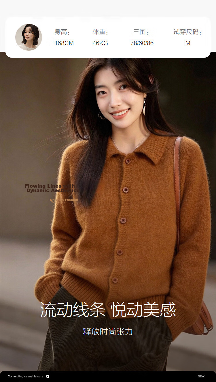 Demana [With Wool] Winter Vintage Hong Kong Style Turn-Down Collar Soft Stretch Knit Loose Slim Sweater for Women Premium Feel 8