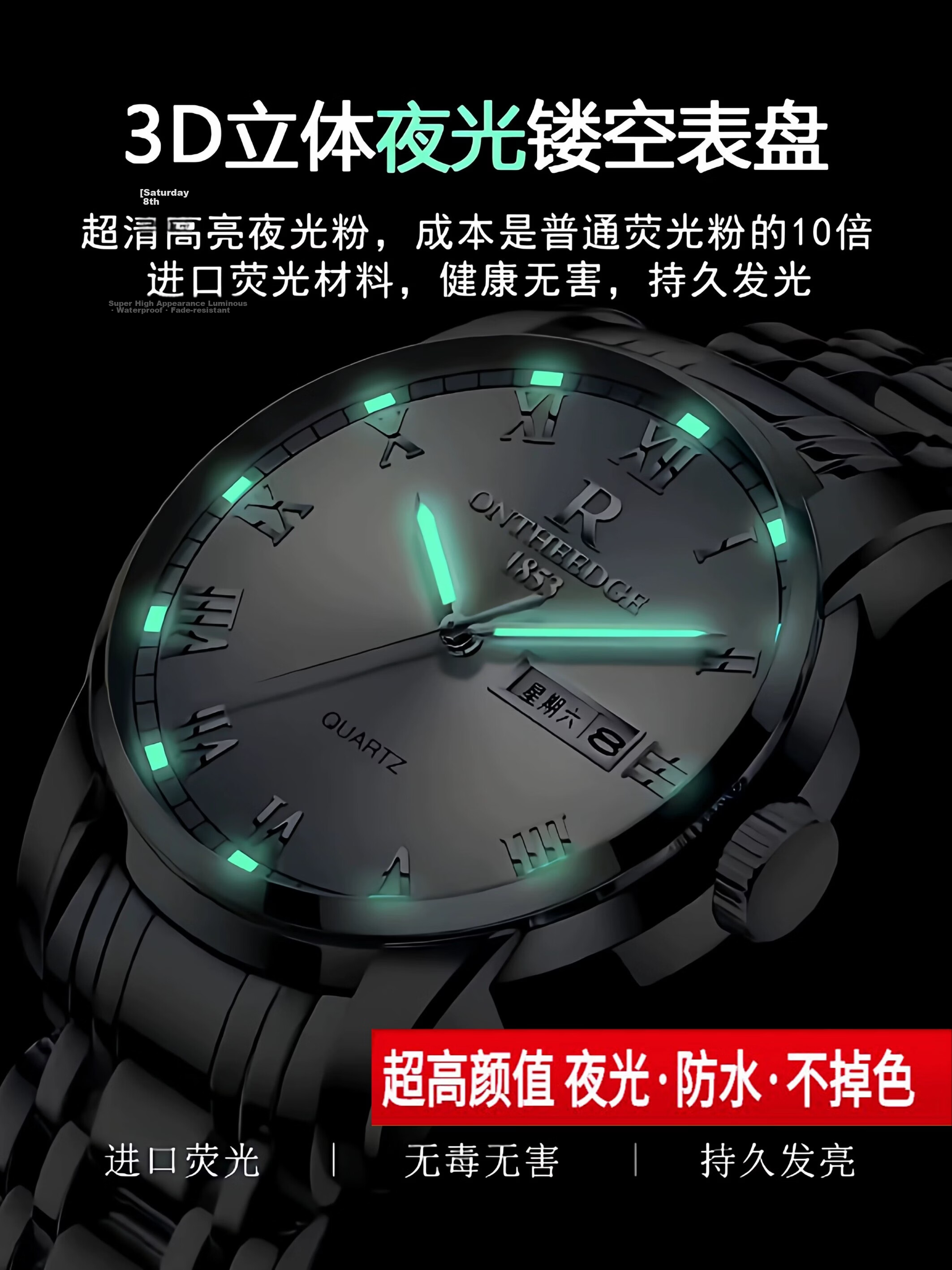 GEORGCOUNT Men's Watch 2025 New Business Automatic Waterproof Luminous Quartz Watch for Men and Youth Students 5
