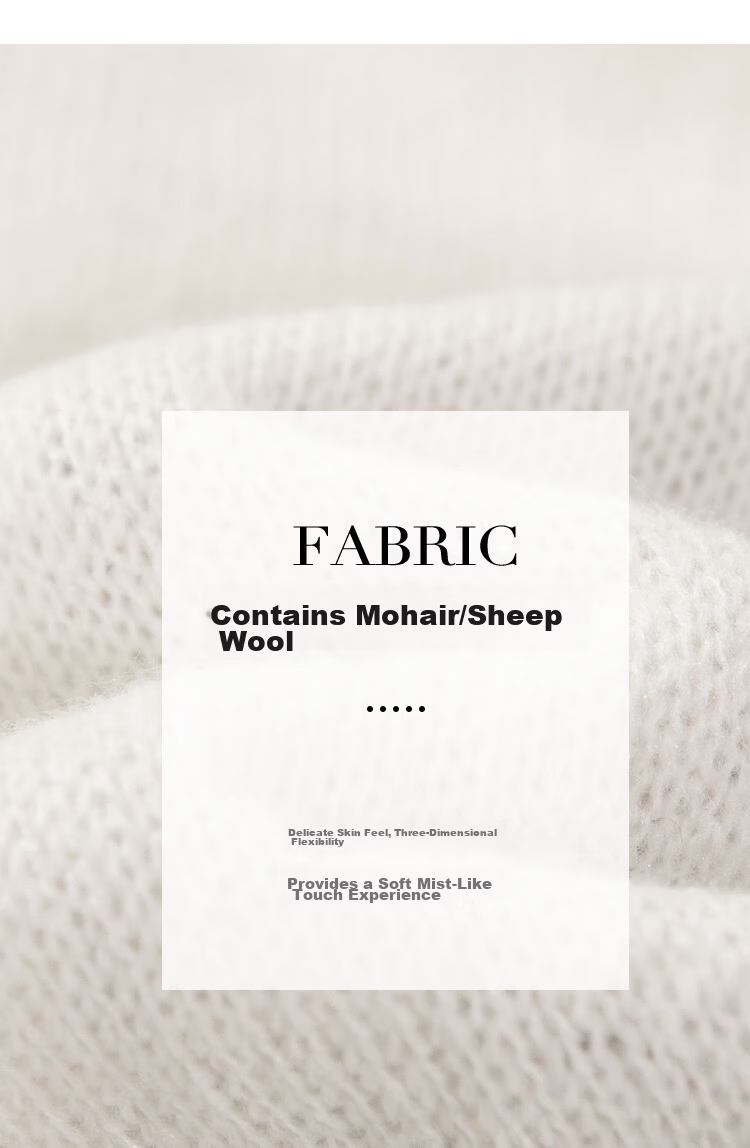 Demana Mohair Wool Blend Autumn V-Neck Hollow Jacquard Ruffle Drawstring Slim Knit Sweater for Women 3