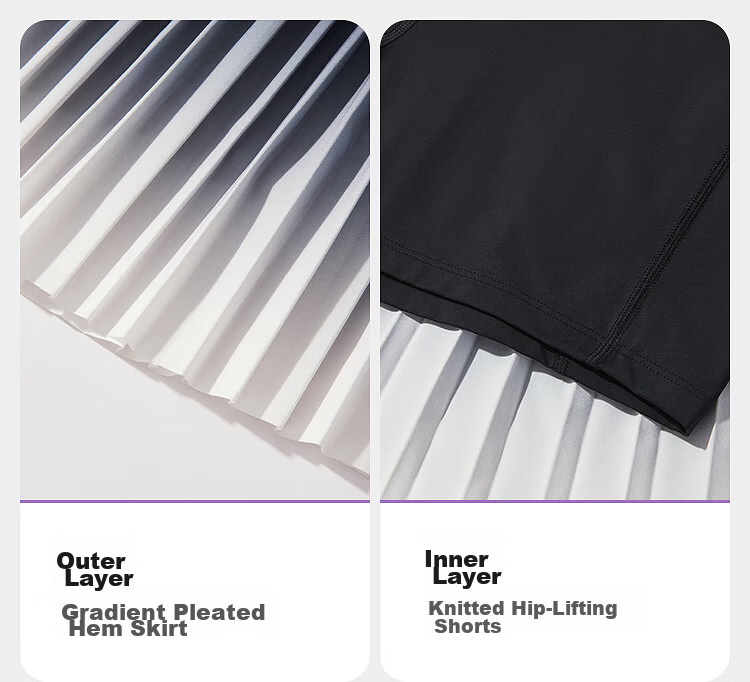 BOSIDENG Summer Casual Slim Pleated Skirt with Built-in Safety Shorts for Women Outdoor Travel Midi Skirt 7