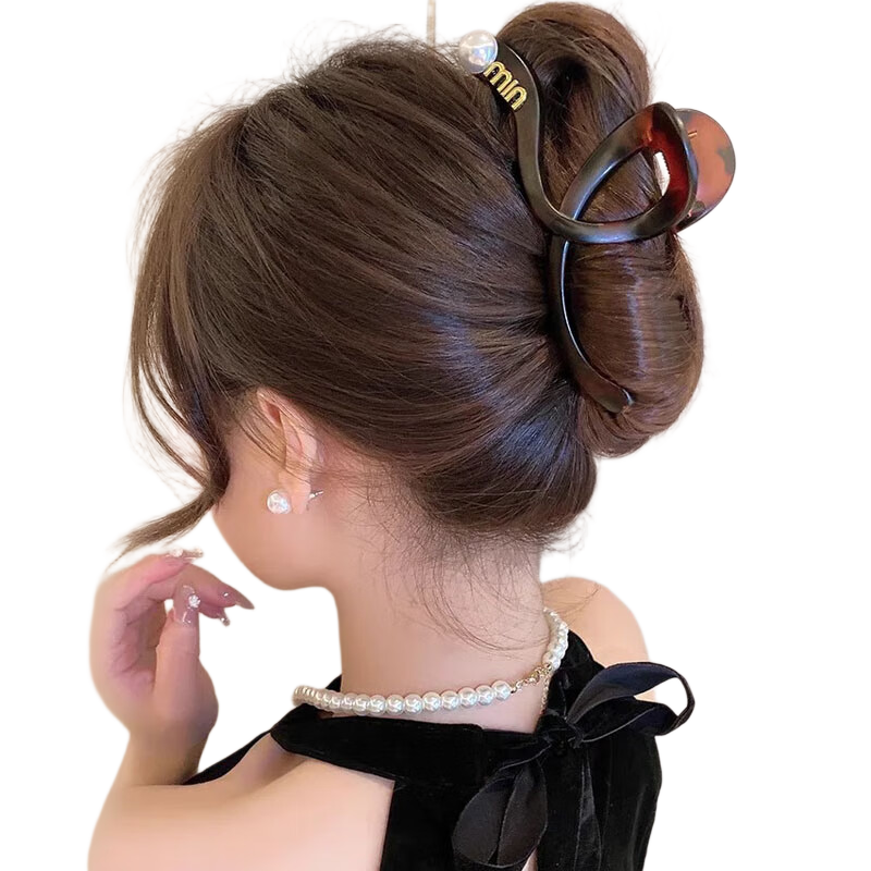 Liqing Elegant Large Back of Head Claw Clip, French Round Bead Frosted Hair Clip, Bun Shark Clip, Hair Clip, Women's Hair Accessory