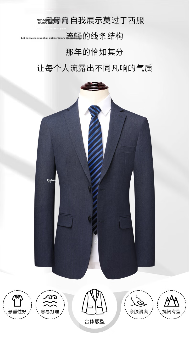 Shanshan [Anti-Wrinkle & Stylish] Men's Slim Fit Business Casual Workwear Suit Groom Wedding Tuxedo 2