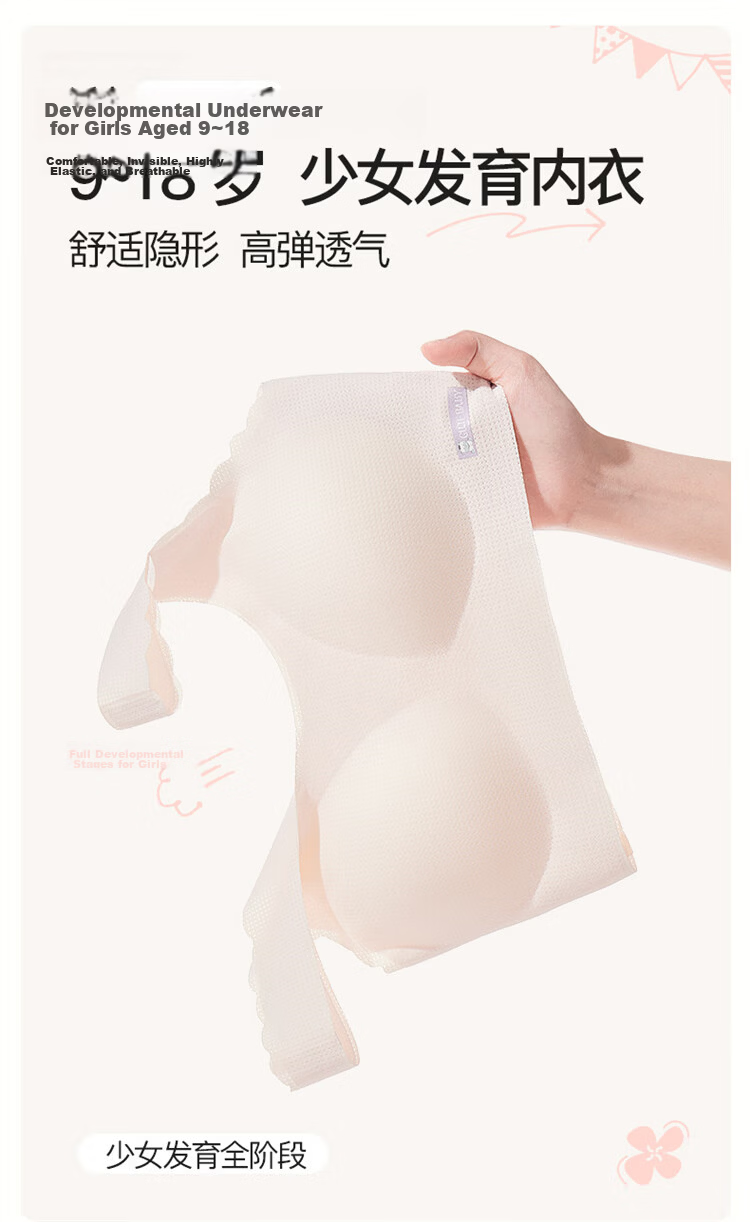 GUJIN Girls' Underwear Bra for Girls, Children's Underwear for Elementary and Middle School Students, Youth Development Bra Vest, Comfortable Thin Style 1