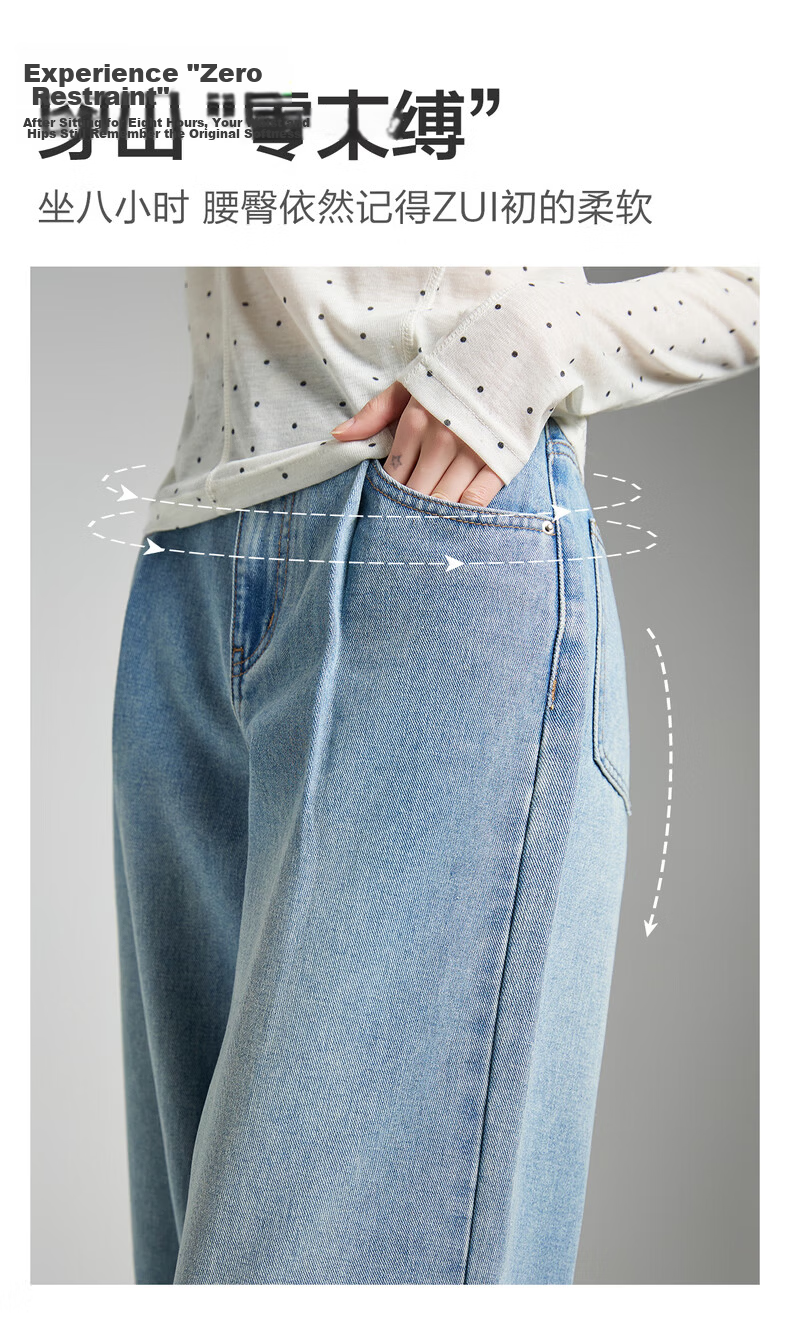 TonLion 2026 Spring Women's Pleated Denim Pants Medium Denim Blue 25 4