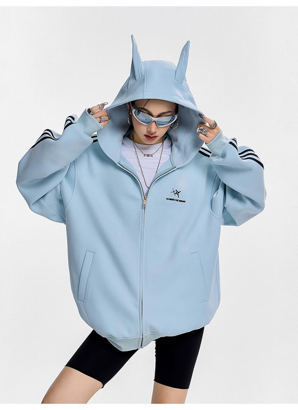 ICH MODE American Vintage Ear Hoodie Cardigan Jacket Women Spring Autumn New Loose Casual Sweatshirt Top Wine Red M 1