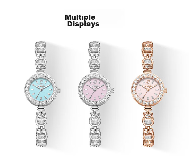 FILA Women's Bracelet Watch Gift Box Fashion Diamond-studded Student Valentine's Day Gift for Girlfriend 6727-101 Light Blue 8