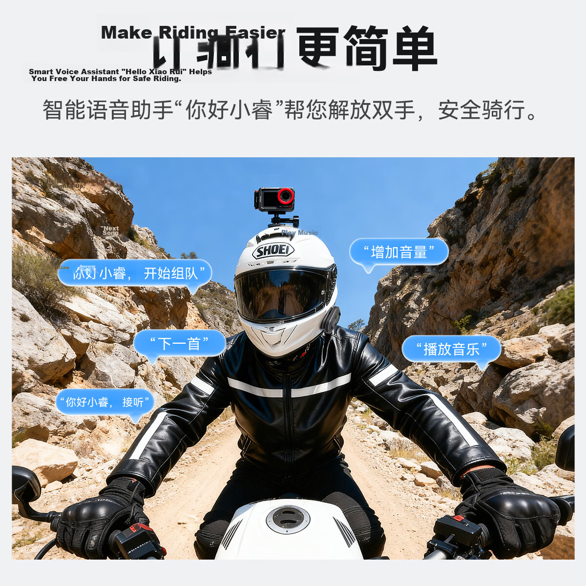 RESO RESOLITE Motorcycle Helmet Bluetooth Headset Noise-Cancelling Smart Voice Assistant 16