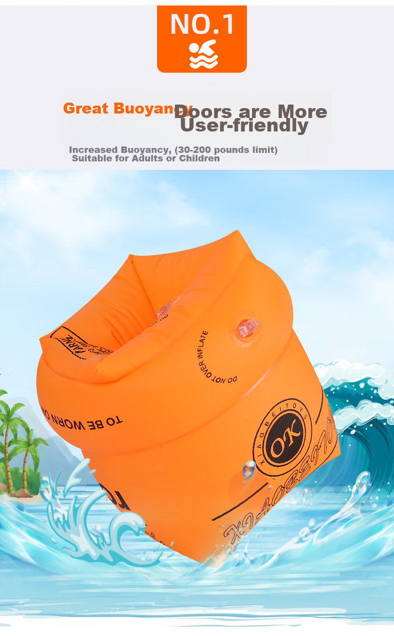 ASORAIN Adult And Children's Arm Rings, Swimming Double Air Chamber Safety Inflatable Buoyancy Floats, Kids' Swimming Water Sleeves, Yellow 5