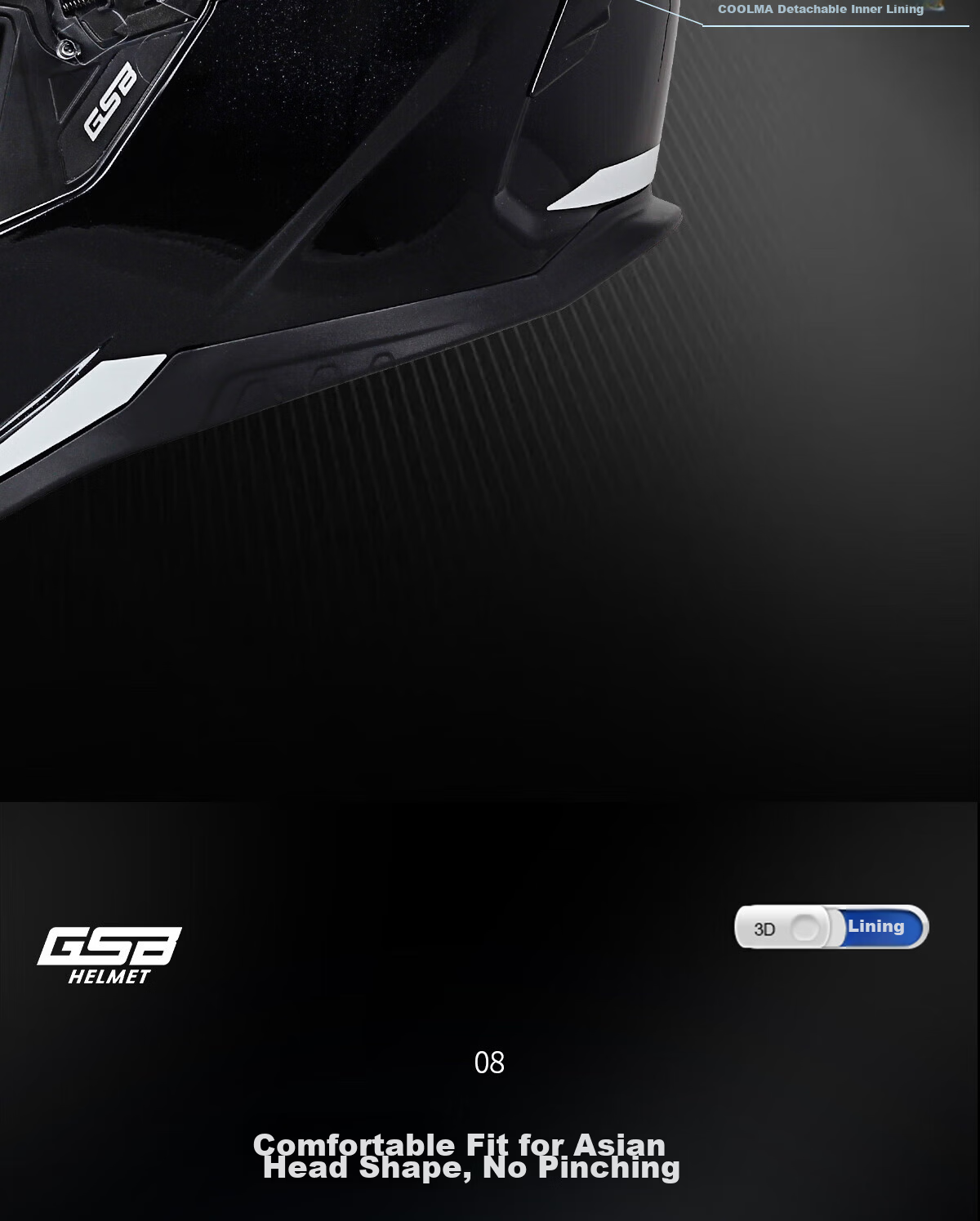 GSB Motorcycle Full Face Helmet 3C Certified All-Season Unisex G361 14