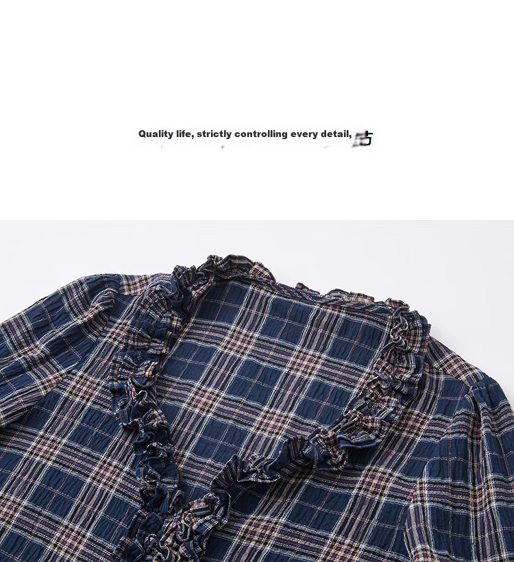 Demana [Artistic Style] Spring Cloud Oxygen Cotton V-Neck Multi-Layer Ruffle Shirt Petite Women's Blouse 11