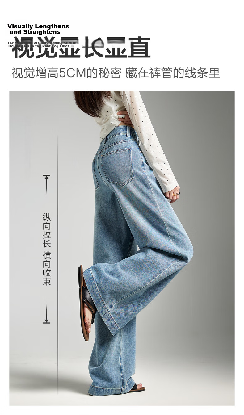 TonLion 2026 Spring Women's Pleated Denim Pants Medium Denim Blue 25 3