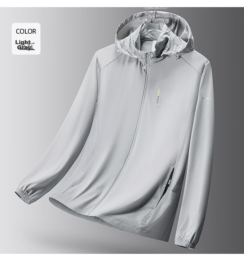 ROMON Men's Sunscreen Jacket Ice Silk Cooling Detachable Hood Lightweight Breathable Outdoor Casual Coat 5088A 19