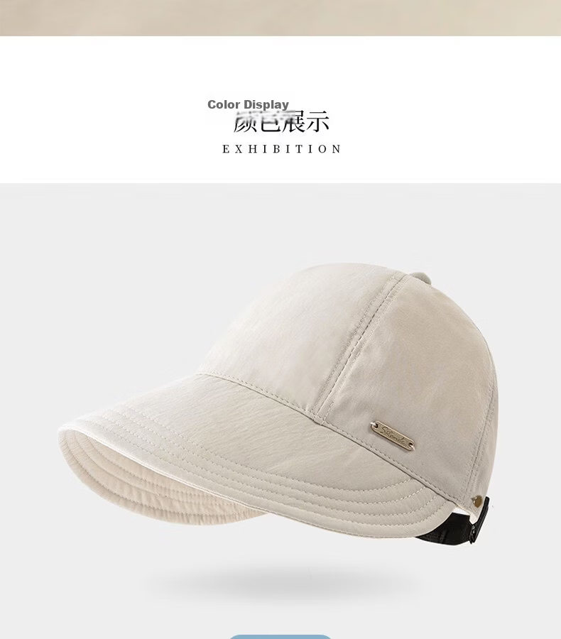 Langsha Women's Sun Protection Hat, Summer Baseball Cap with Wide Brim, Outdoor Quick-Dry Visor Cap, Black 8