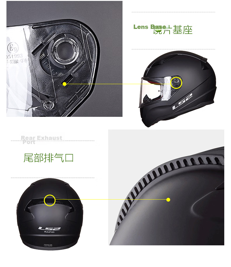LS2 Motorcycle Helmet Racing Full Face FF353 Pure White 3XL 14
