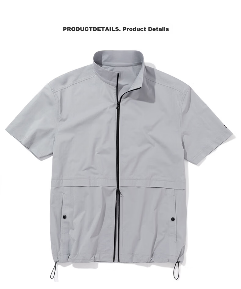 Mr.Bu Oversized Stand Collar Functional Sports Men's Summer Double Zipper T-Shirt 22