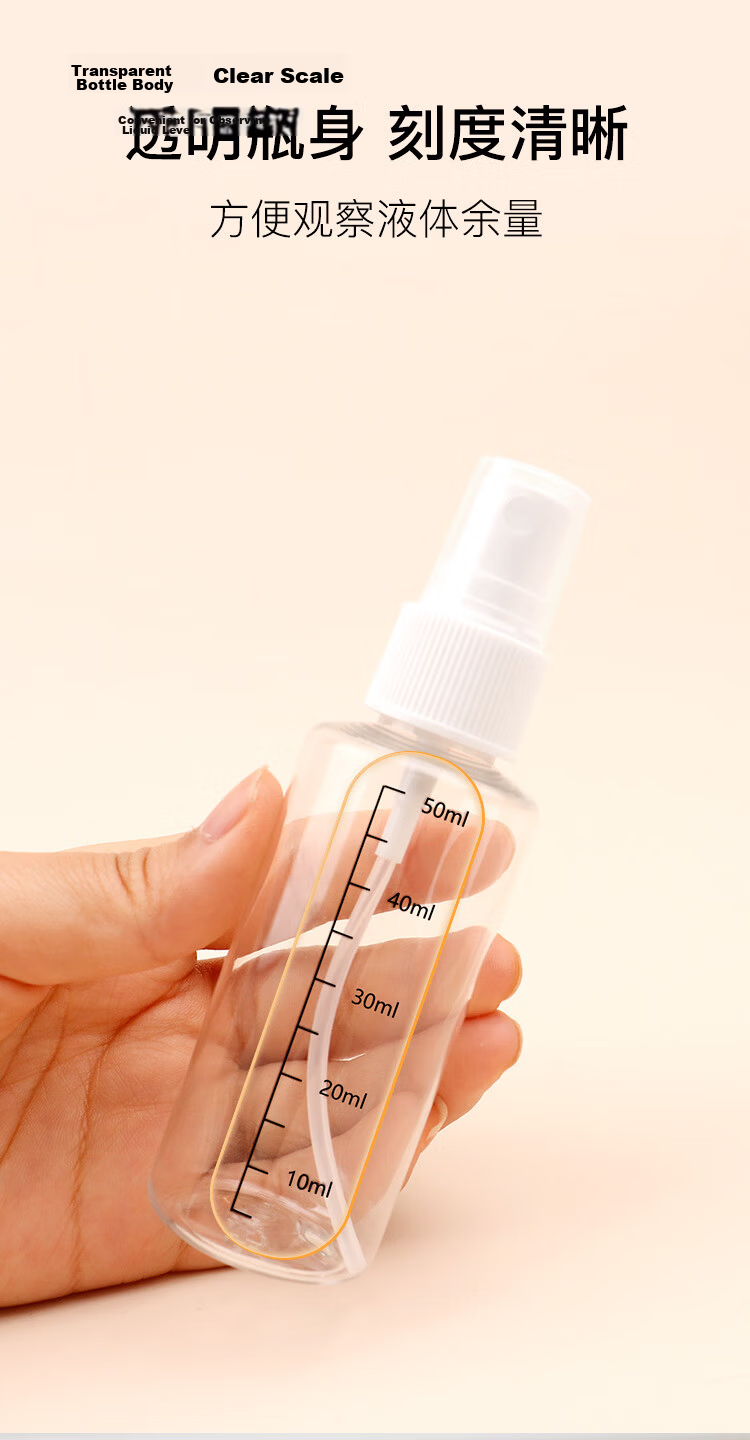Meifuyu Spray Bottle Travel Refillable Bottle 50ml*2 with Scale Alcohol Press Spray Empty Bottle MF5052 9
