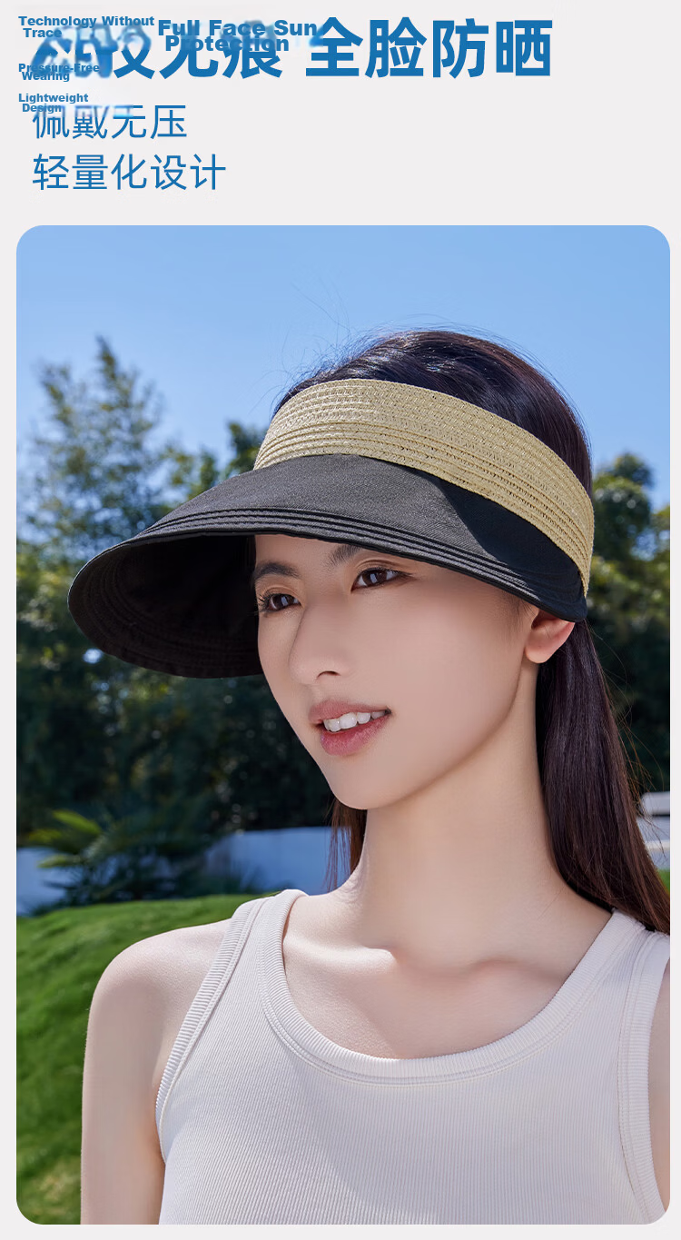 Romon Women's Sun Protection Hat UV Protection Wide Brim Face Cover Cycling Outdoor Open Top Sun Hat 6