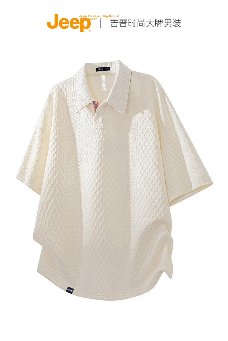 JEEP Men's Short Sleeve Waffle Polo Shirt Summer Casual Loose Fit Father's Day Gift 2