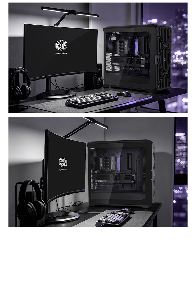 CoolerMaster HAF II 500 EATX Computer Case Master Sliding Rail/22040 Thickened Fan/Dual Mode GPU Bracket/Supports 4 Dual-Slot GPUs/Top-tier IO Panel 17