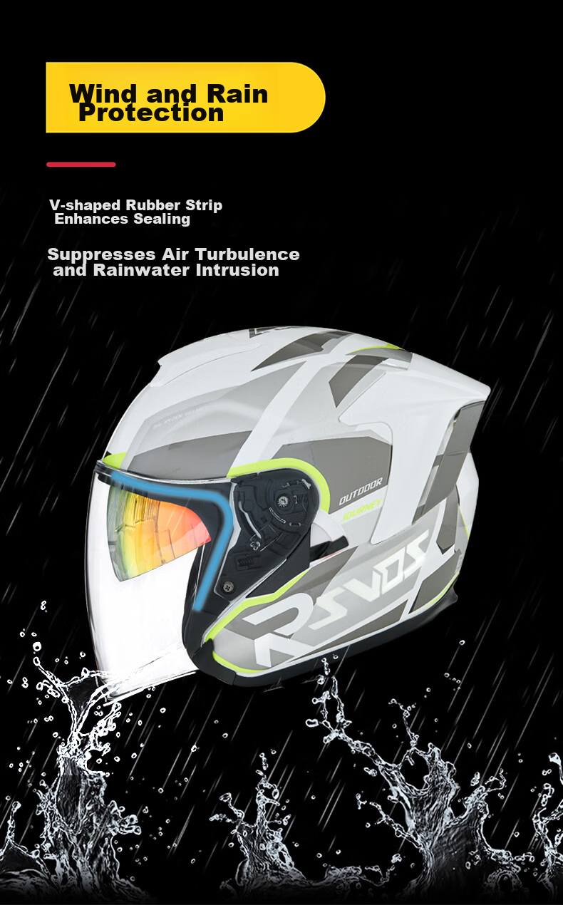 RSV Motorcycle Helmet 3C Certified Unisex Four-Season Half Helmet Dual Visor Windproof Electric Bike Bluetooth Earphones 3XL 6