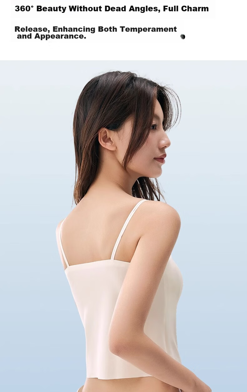 MiiOW Women's Strap Vest 2025 New Chest Pad Built-in Bra Backless Integrated Summer White Top 9