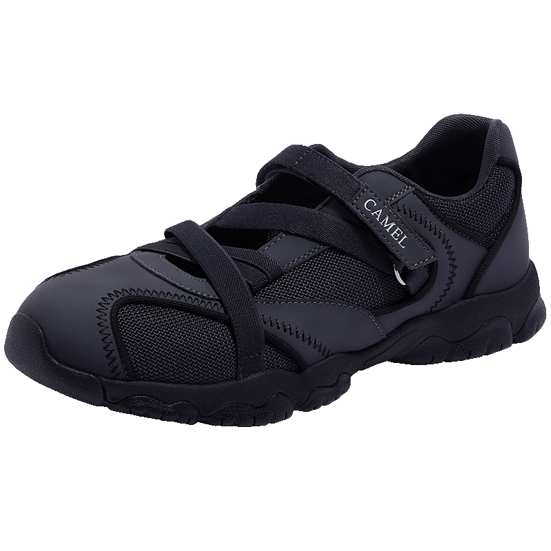 CAMEL Ballet Mary Jane Training Shoes for Women with Velcro, Height Increasing Casual Sports Shoes L26A577055 Carbon Gray, Size 37