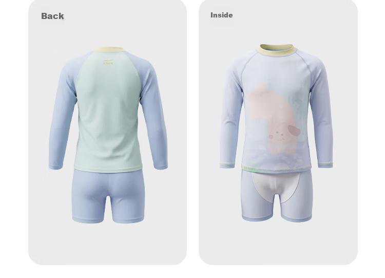 ERKE Boys' Long Sleeve Two-Piece Swimwear Set, Rash Guard and Shorts, Sun Protection for Kids, Beach and Pool Swimwear 13