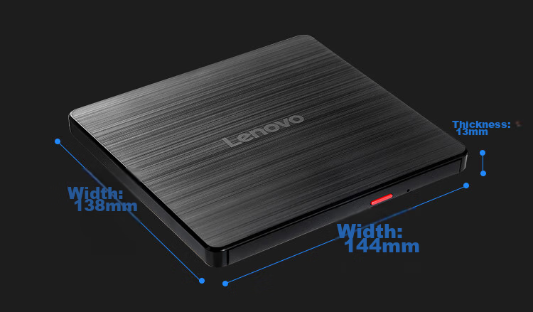 Lenovo 8x External Optical Drive, Portable DVD Burner, All-In Type-C/USB Dual Interface, Ultra-Thin Upgraded Version, TX801, Jingcang 2