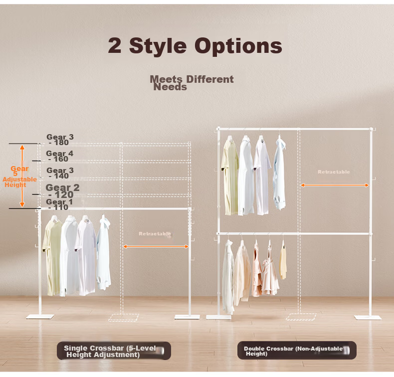 Jiajumei Foldable Floor-Standing Telescopic Clothes Drying Rack Balcony Quilt Drying Tool Simple Bedroom Clothes Hanger Rack 29