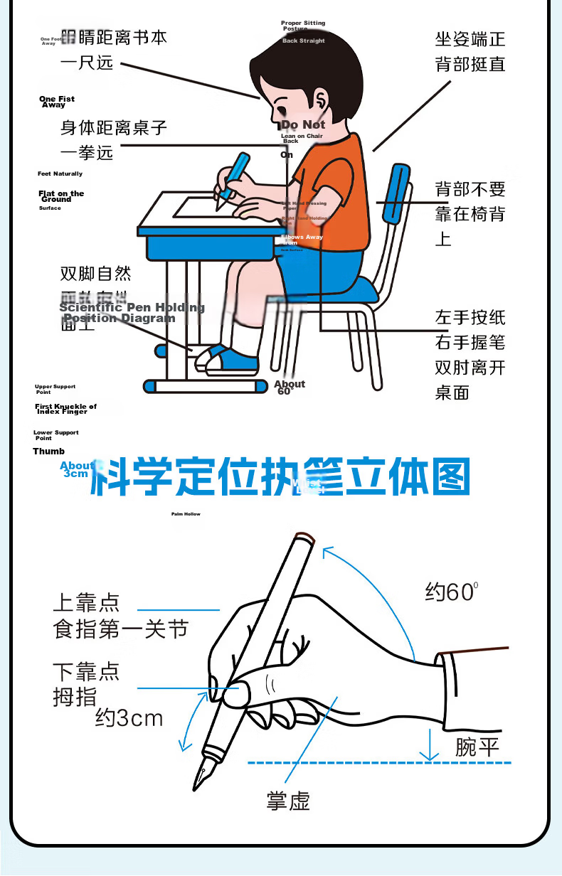 Cat Box Posture Correction Writing Pad Children's Pen Grip Correction Mat Primary and Secondary Student Desk Mat Soft Writing Practice Cushion 9