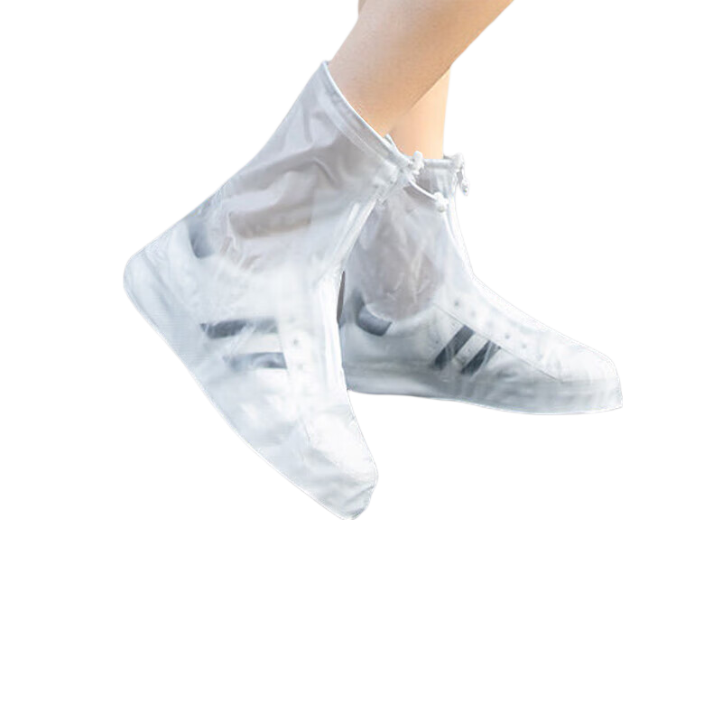 Nolansen Thickened Sole Waterproof Shoe Covers Portable Rain Boot Covers Transparent White Size L (37-40)