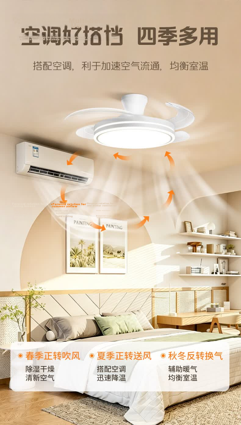 AOC 42-inch Ceiling Fan Light with Pure Light Source for Dining Room, Living Room, Bedroom - Integrated Ceiling Fan Lamp with Installation Included 15