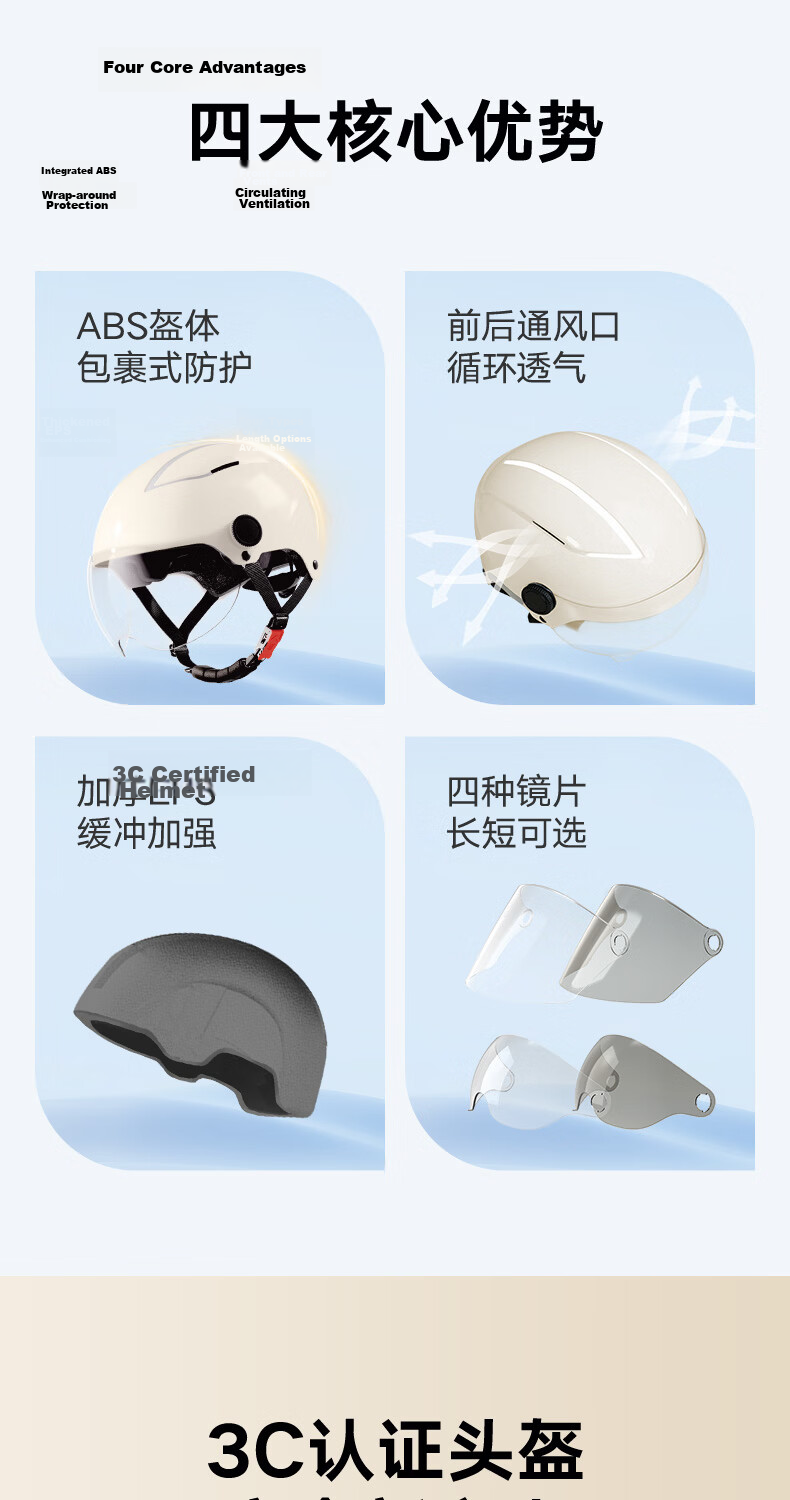 Yadea Four Seasons Helmet 3C Certified New National Standard Class A Breathable Modern Radiance Q50 White Shark Unisex Commuter Half Helmet Gray 4