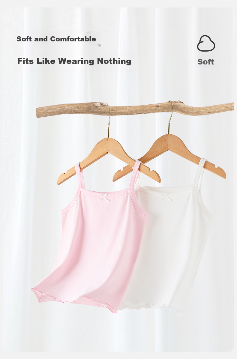 Langsha Girls' Cotton Tank Top Children's Summer Thin Sleeveless Pajama Vest 2-Pack 5