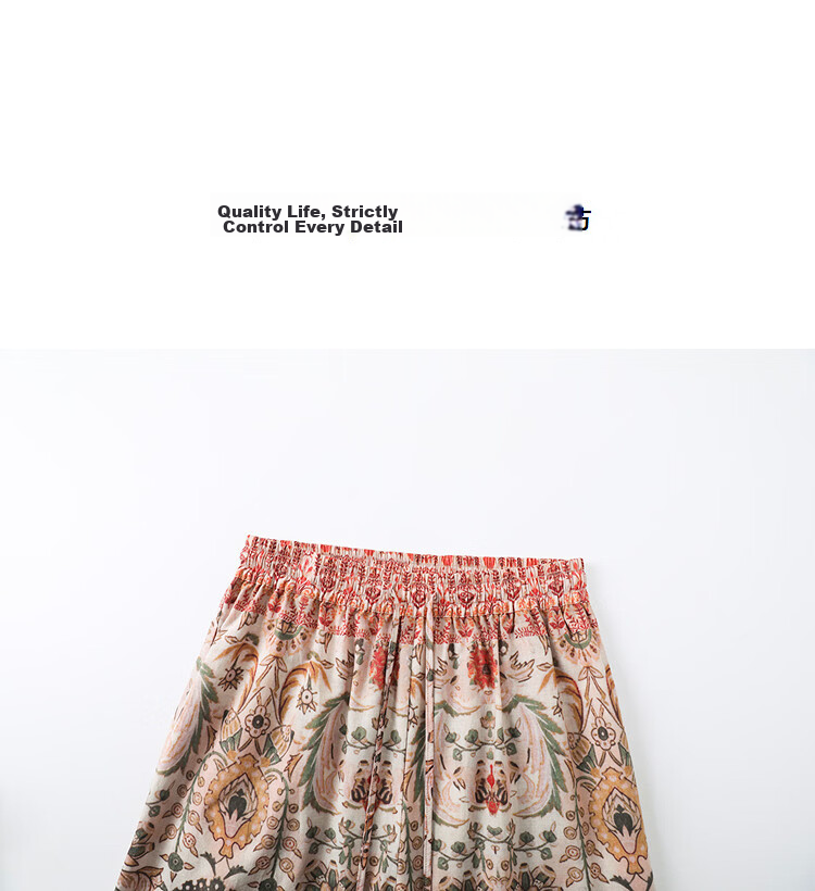 Demana Fresh Cotton Summer Bohemian Paisley Elastic Waist Straight Slim Casual Pants for Women Premium Feel 11