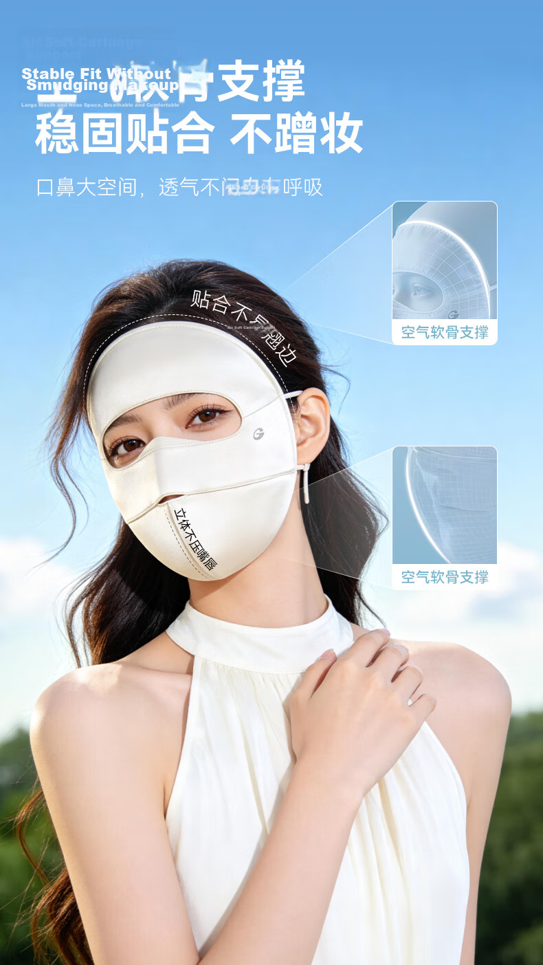 GOLOVEJOY Silk Face Mask Sun Protection Full Face Cover Mulberry Silk Breathable Medical Sensitive Skin UV Protection Gift Box 9