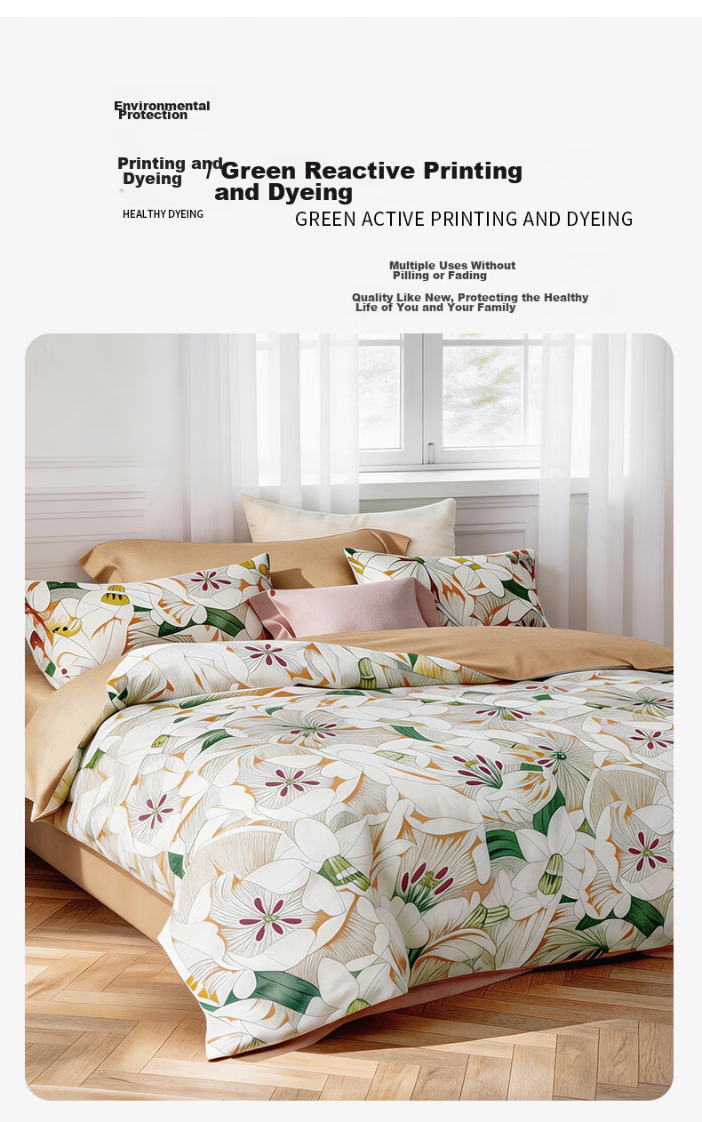 KINTHERI Jacquard Four-Piece Bedding Set for Comfortable Sleep, Enjoy Life, Duvet Cover: 200×230cm 7