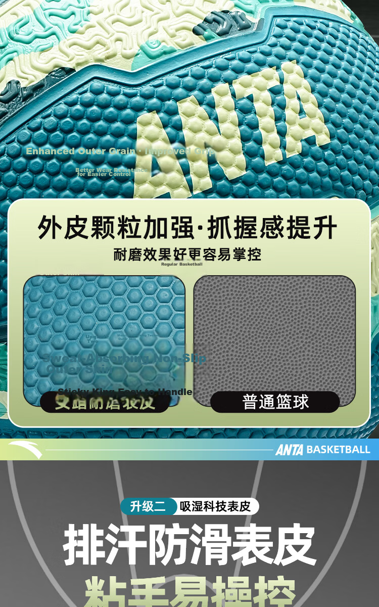ANTA Kids Basketball No.5 Indoor Outdoor Wear-Resistant Rubber Ball for Cement Ground, Preschool, Elementary, and Youth 5