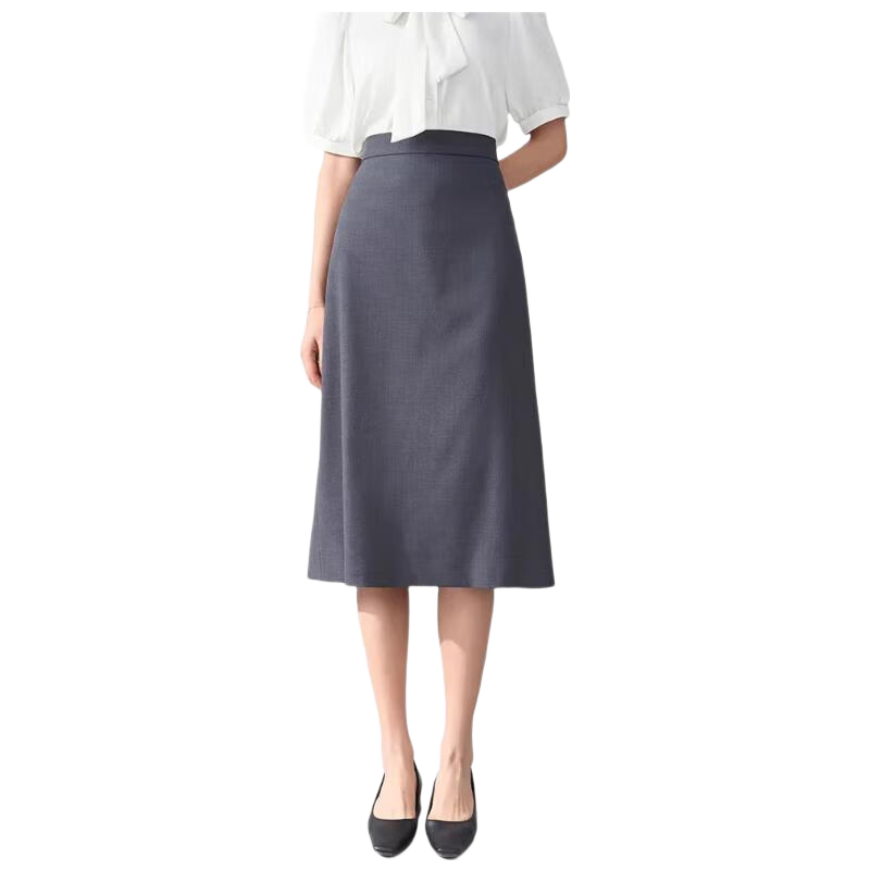 Bodexiaojie Interview Skirt for Women, Professional Formal Work Skirt, Pencil Skirt, Long Skirt, A-Line Gray Dress