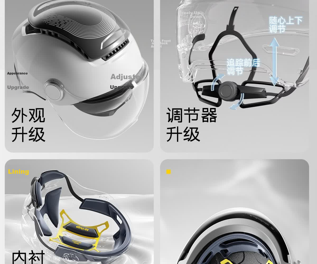 Two Little Bees 0-Gravity Sunroof 3C Certified Electric Motorcycle Helmet Unisex Summer Sun Protection Half Helmet Breathable Four-Season Safety Riding Universal HD Lens + Photochromic Lens - Moonligh 6