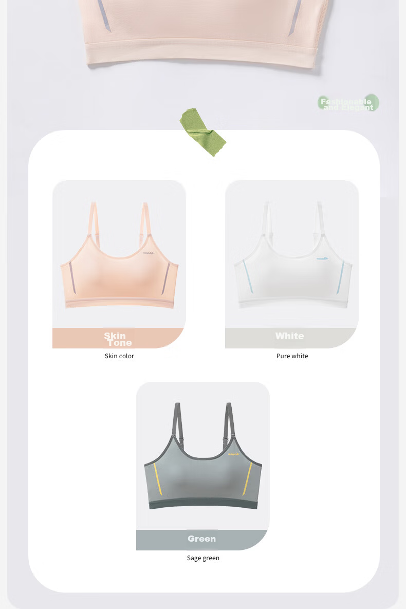 Miiow Teen Girls Seamless Sports Bra Shockproof Back Beauty Bra for Ages 12-18 39