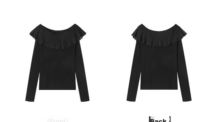 Demana Women's Elegant Spring Off-Shoulder Ruffle Slim Fit Knit Sweater with Mulberry Silk and Wool 23