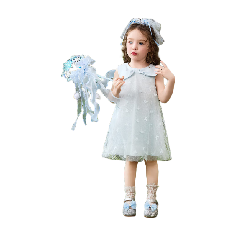 ASK JUNIOR Summer Kids Sleeveless Vacation Dress Toddler Mesh Princess Dress for Girls