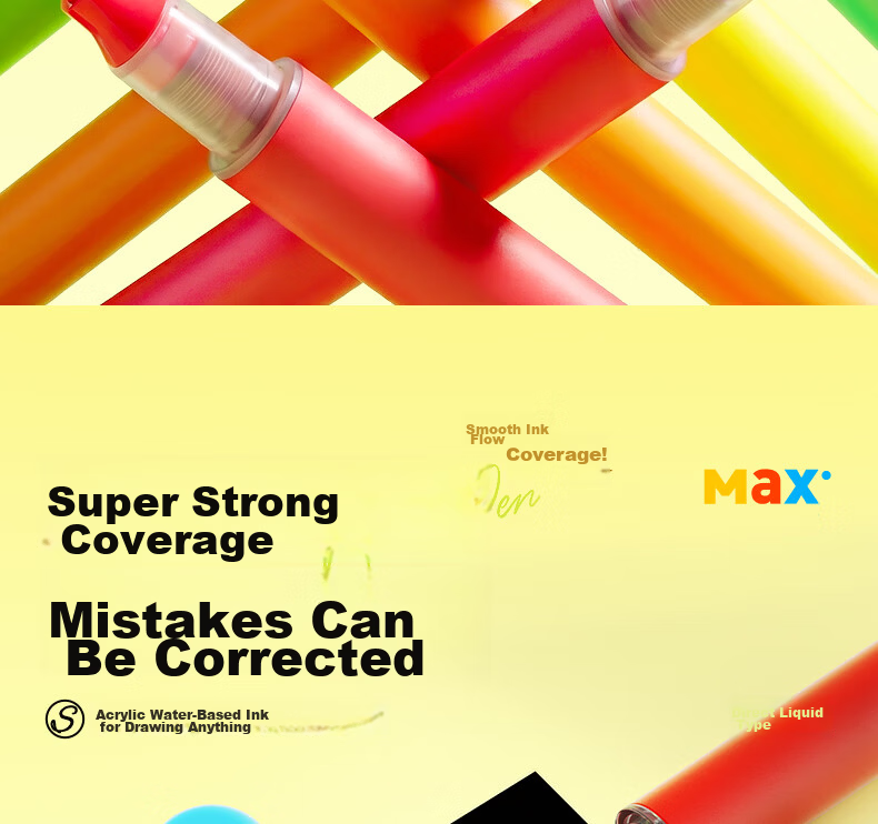 M&G 36-Color Acrylic Marker Pens MAX Foldable Direct Ink Children's Student Drawing Graffiti Hand-Painted Birthday Gift 42